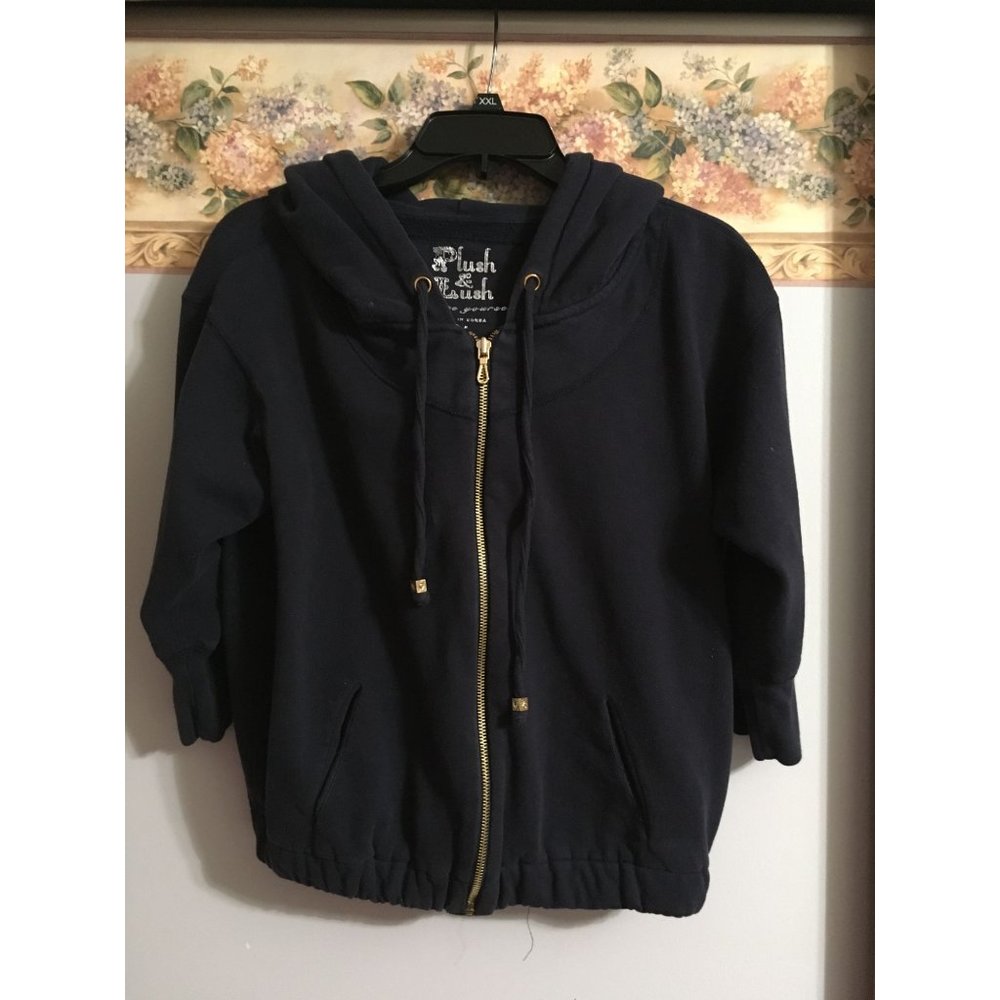 Victoria's Secret Small Blue Plush and Lush Zip Up Hooded Sweatshirt